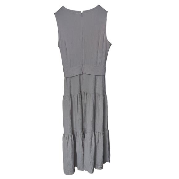 Calvin Klein Maxi Dress Womens Medium Moacha Mousse Tiered Crinkle Gauze Vacay - Picture 2 of 10